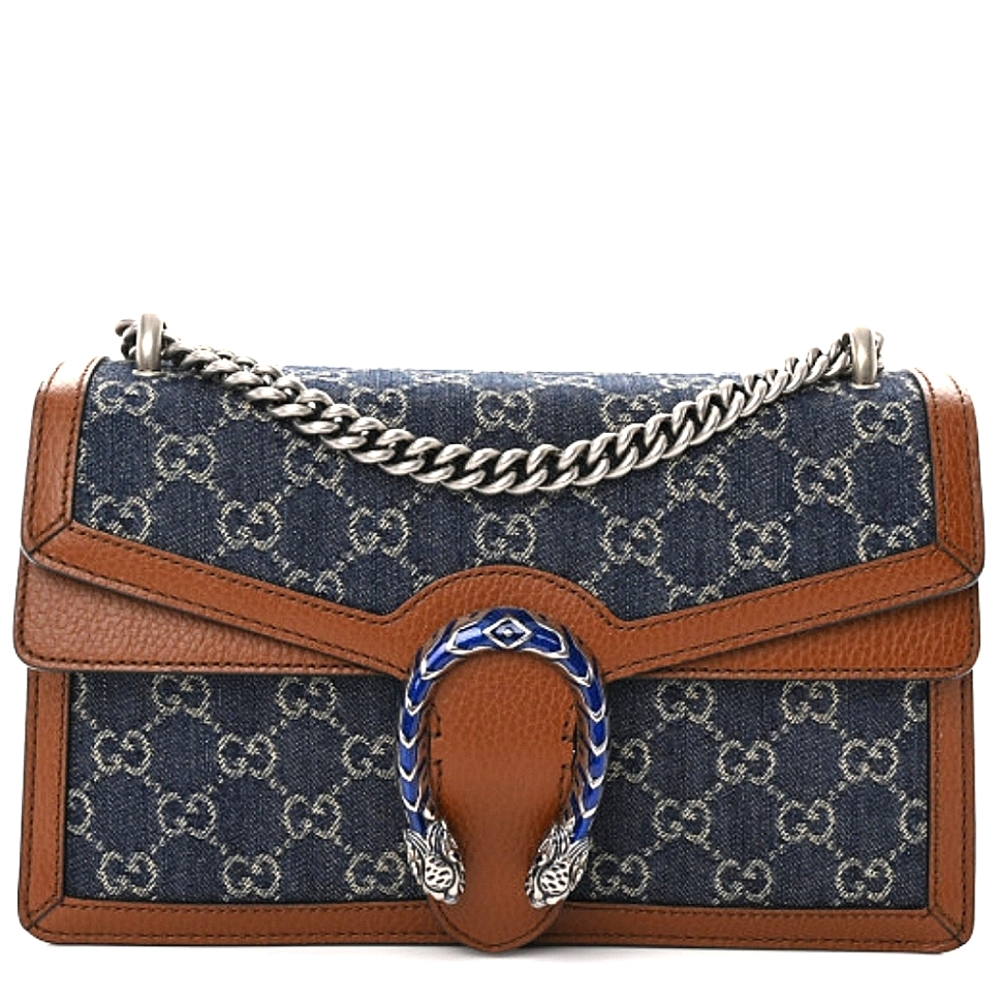 Gucci Dionysus Denim Shoulder Bag GG Jacquard Blue/Ivory/Brown